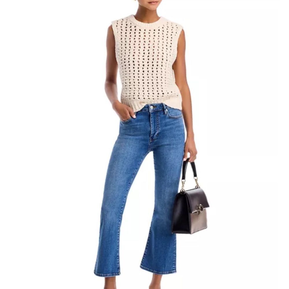 Frame High-Rise, Le One Crop Mini Boot Denim Blue Jeans